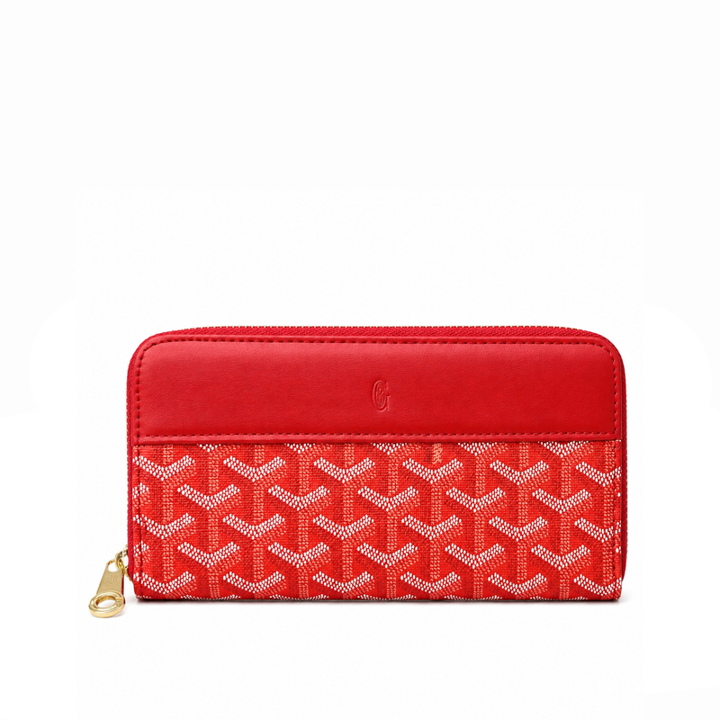 Billetera Zip Signature Monogram – Red Gold