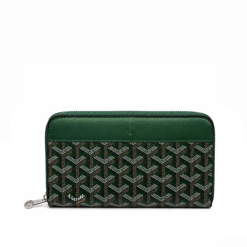 Billetera Zip Signature Monogram – Emerald Gold