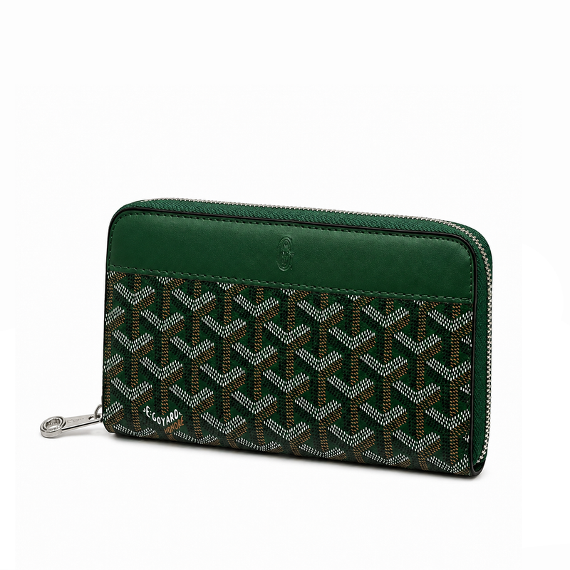 Billetera Zip Signature Monogram – Emerald Gold