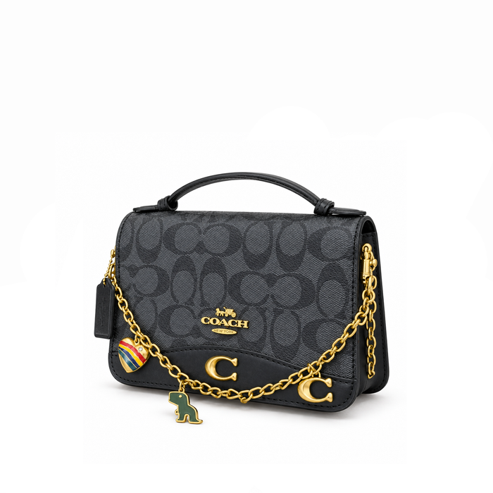 Bolso Crossbody Signature Chain Charm Charcoal Black