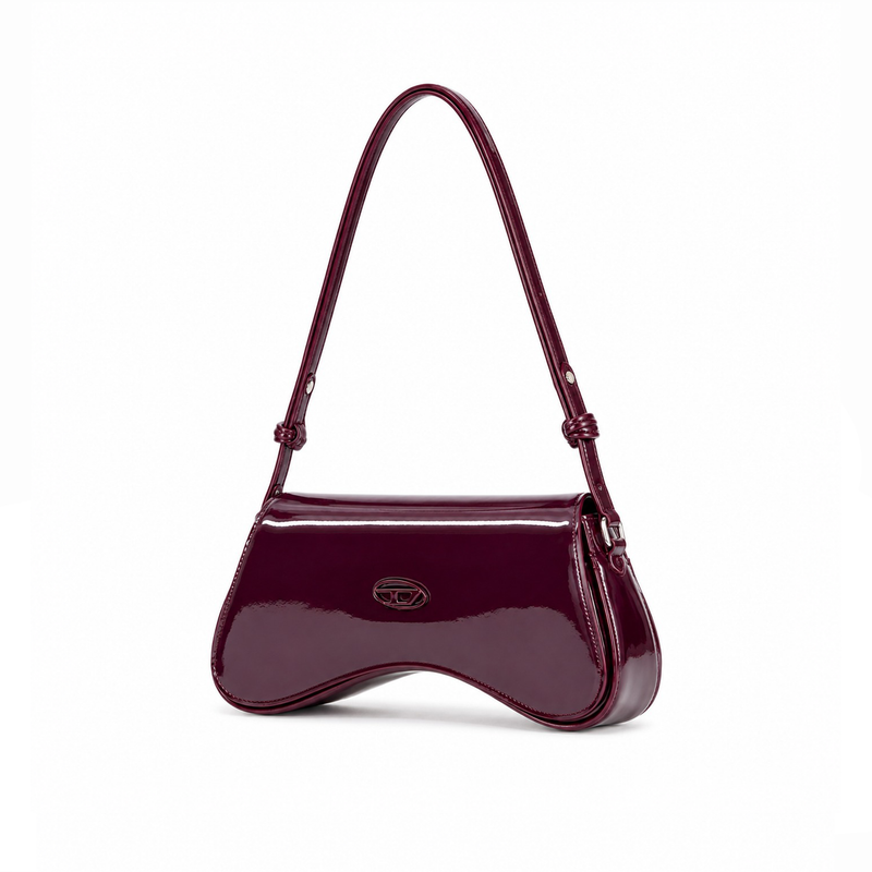 Bolso Shoulder Patent Curve – Burgundy Tonal