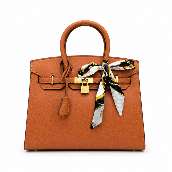 Bolso Birkin Style Camel con Pañuelo