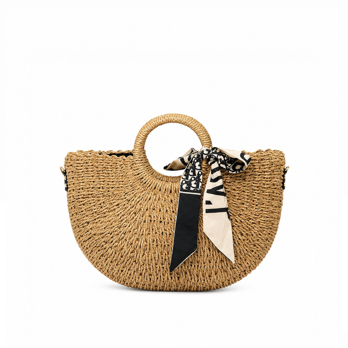Bolso Handbag Woven Scarf – Natural Black