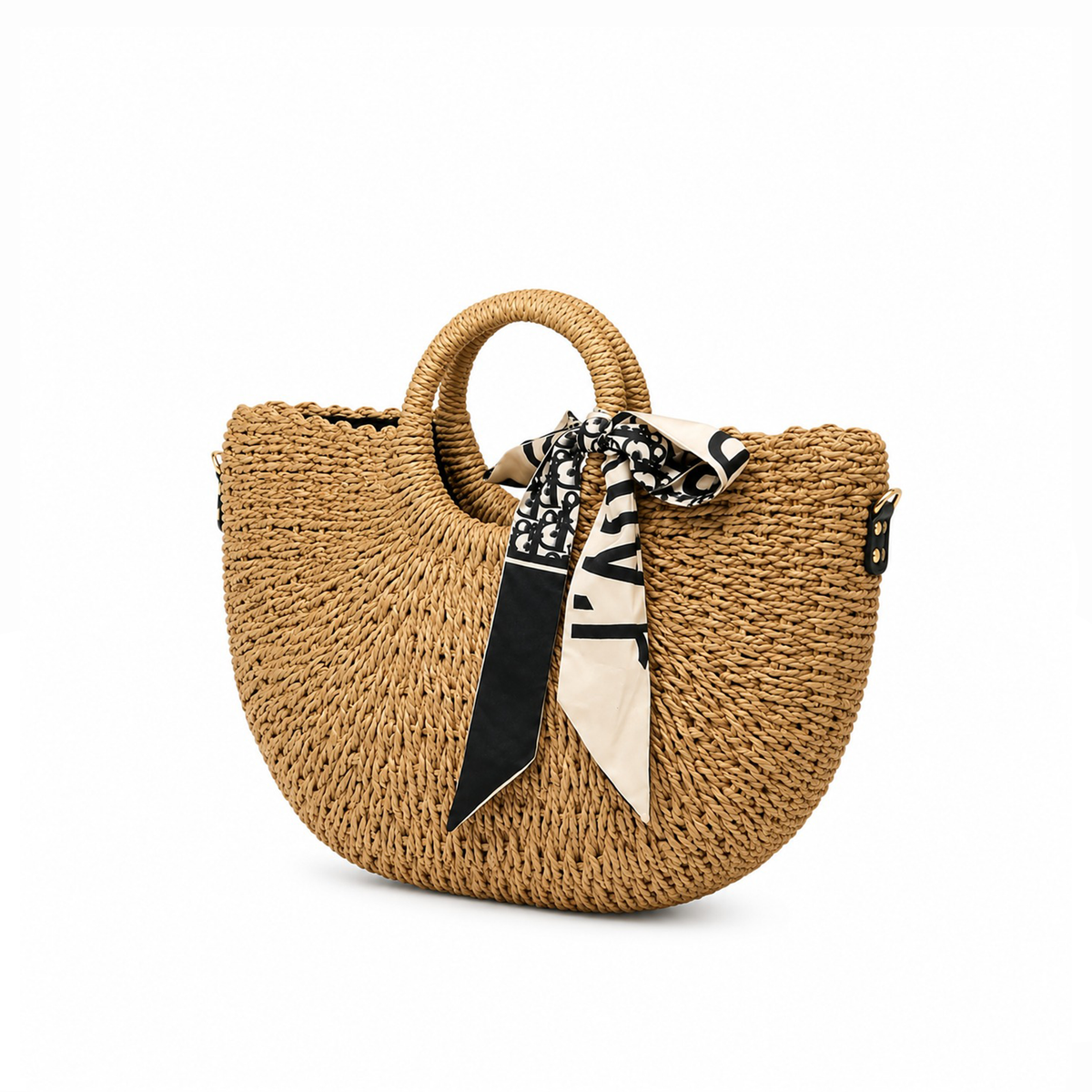 Bolso Handbag Woven Scarf – Natural Black