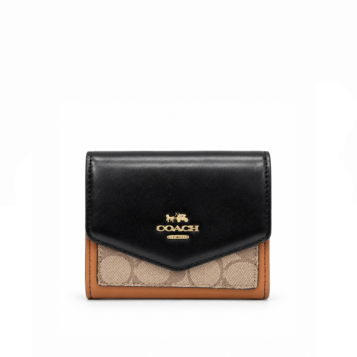 Billetera Compacta Signature Monogram Flap – Black Tan