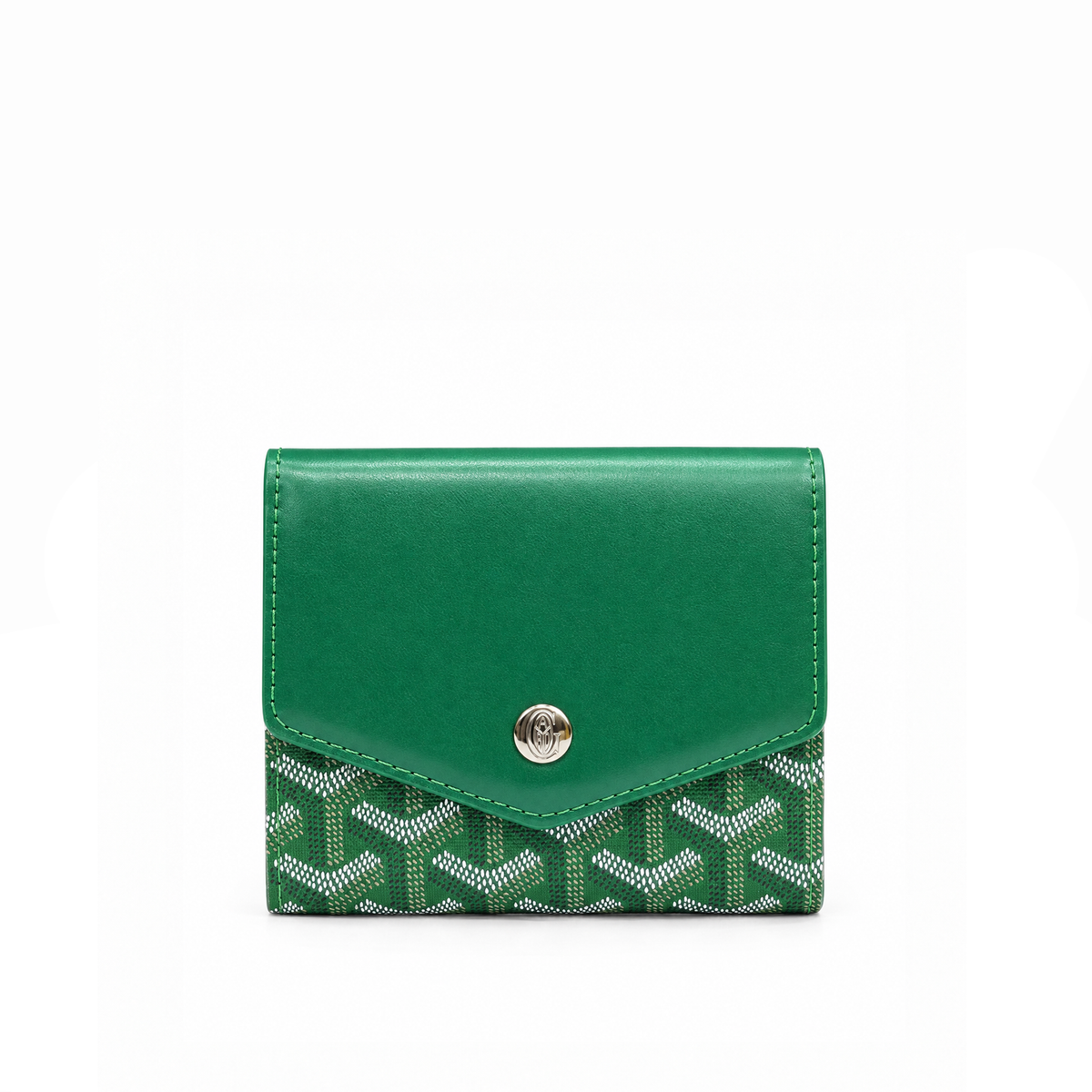 Billetera Compacta Signature Monogram Flap – Emerald Silver