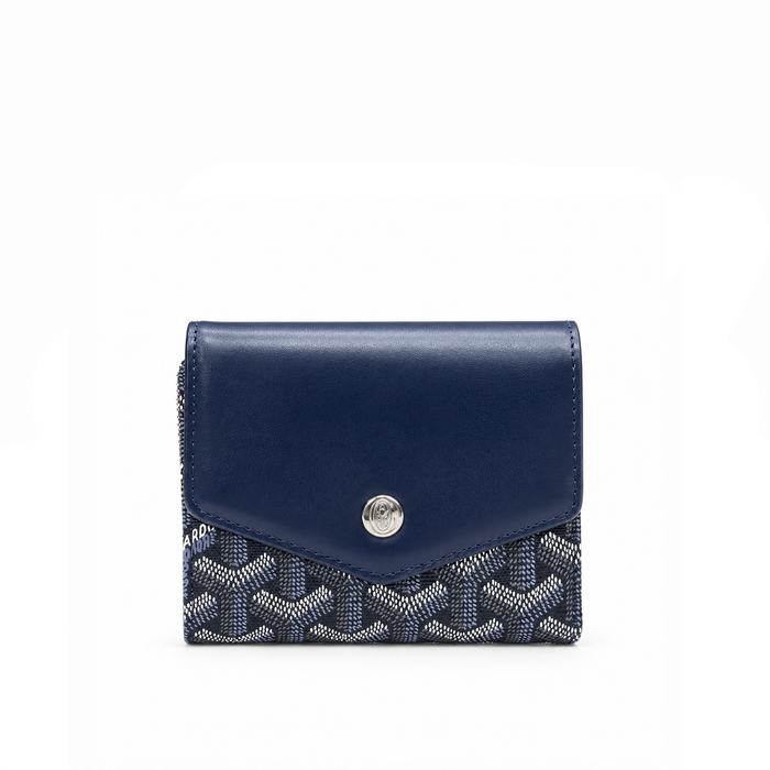 Billetera Compacta Signature Monogram Flap – Navy Silver