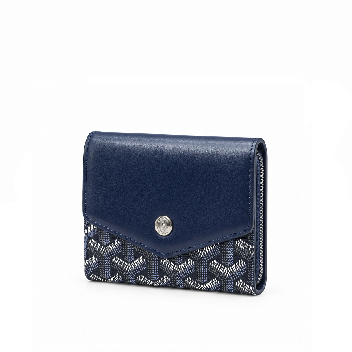 Billetera Compacta Signature Monogram Flap – Navy Silver