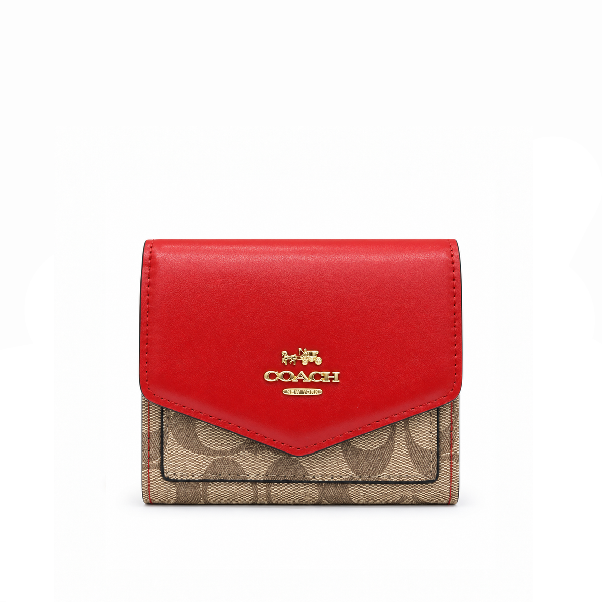 Billetera Compacta Signature Monogram Flap – Red Khaki