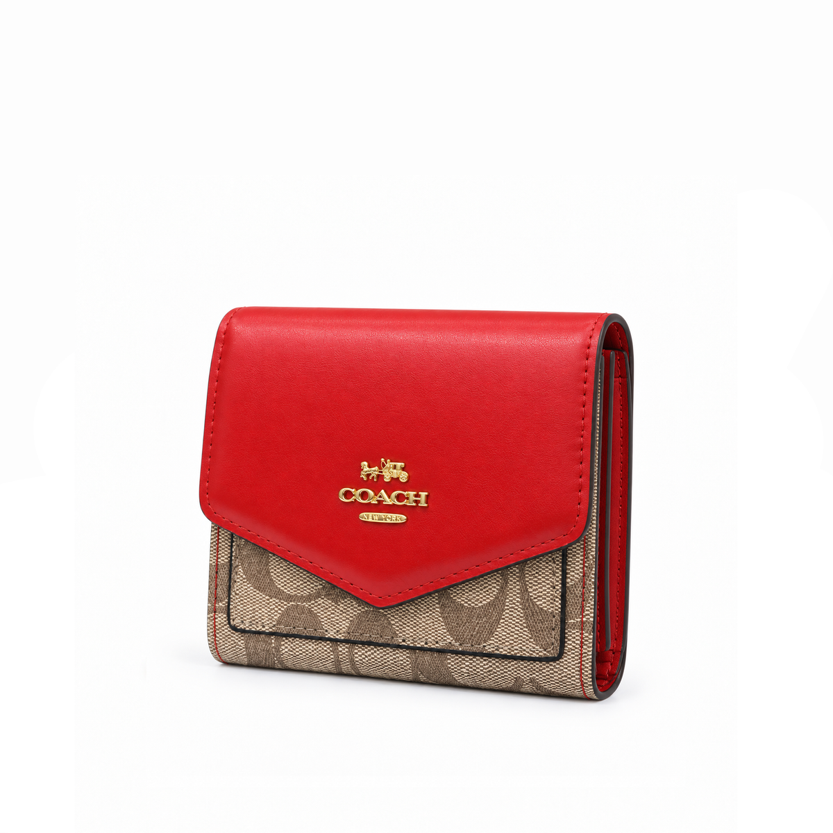 Billetera Compacta Signature Monogram Flap – Red Khaki