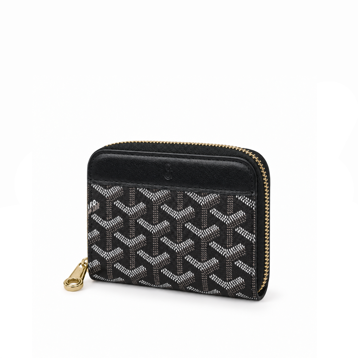 Billetera Compacta Zip Signature Monogram – Black Gold