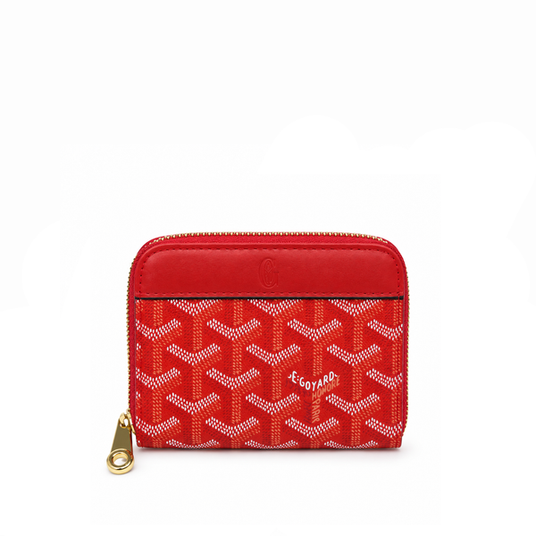 Billetera Compacta Zip Signature Monogram – Cherry Red Gold