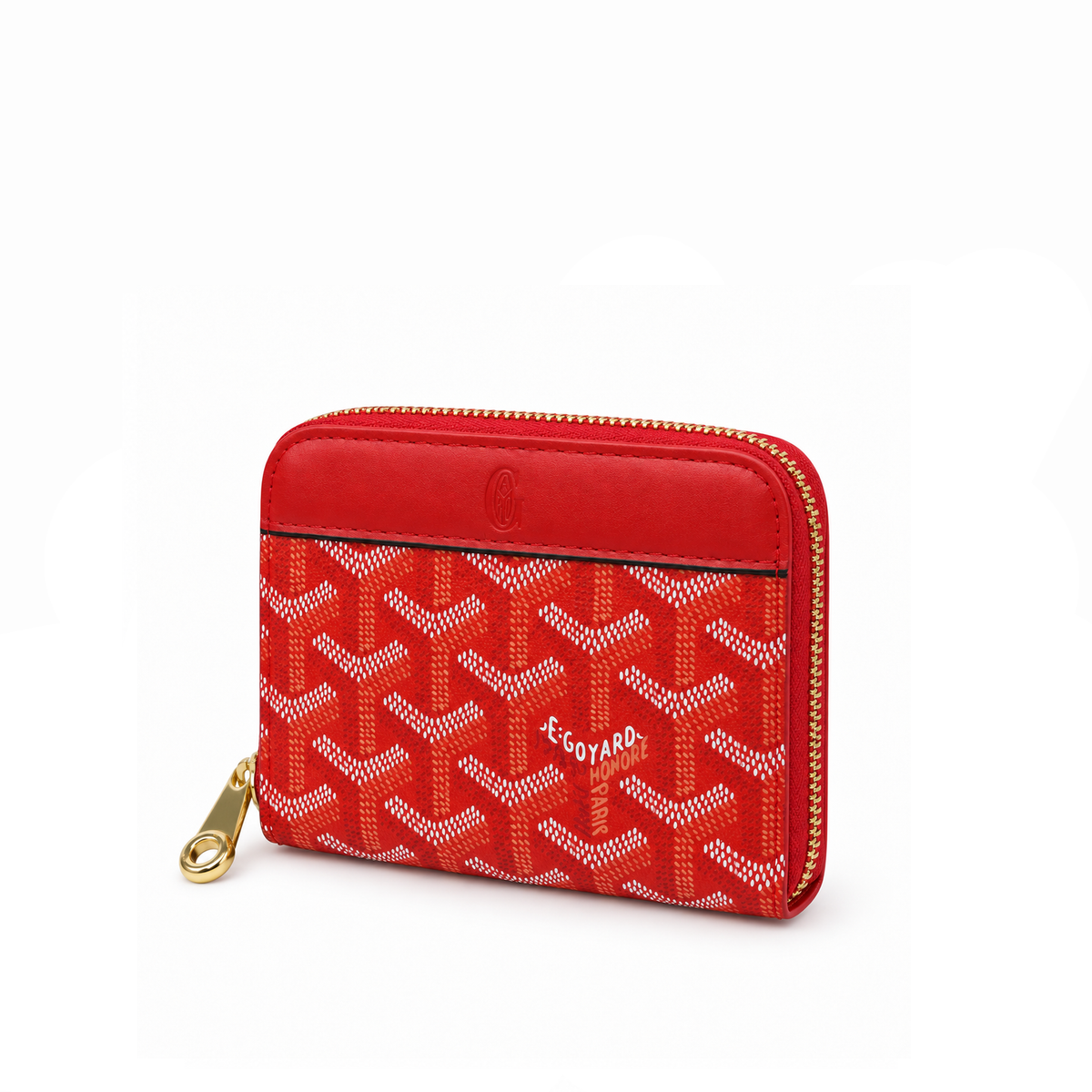 Billetera Compacta Zip Signature Monogram – Cherry Red Gold