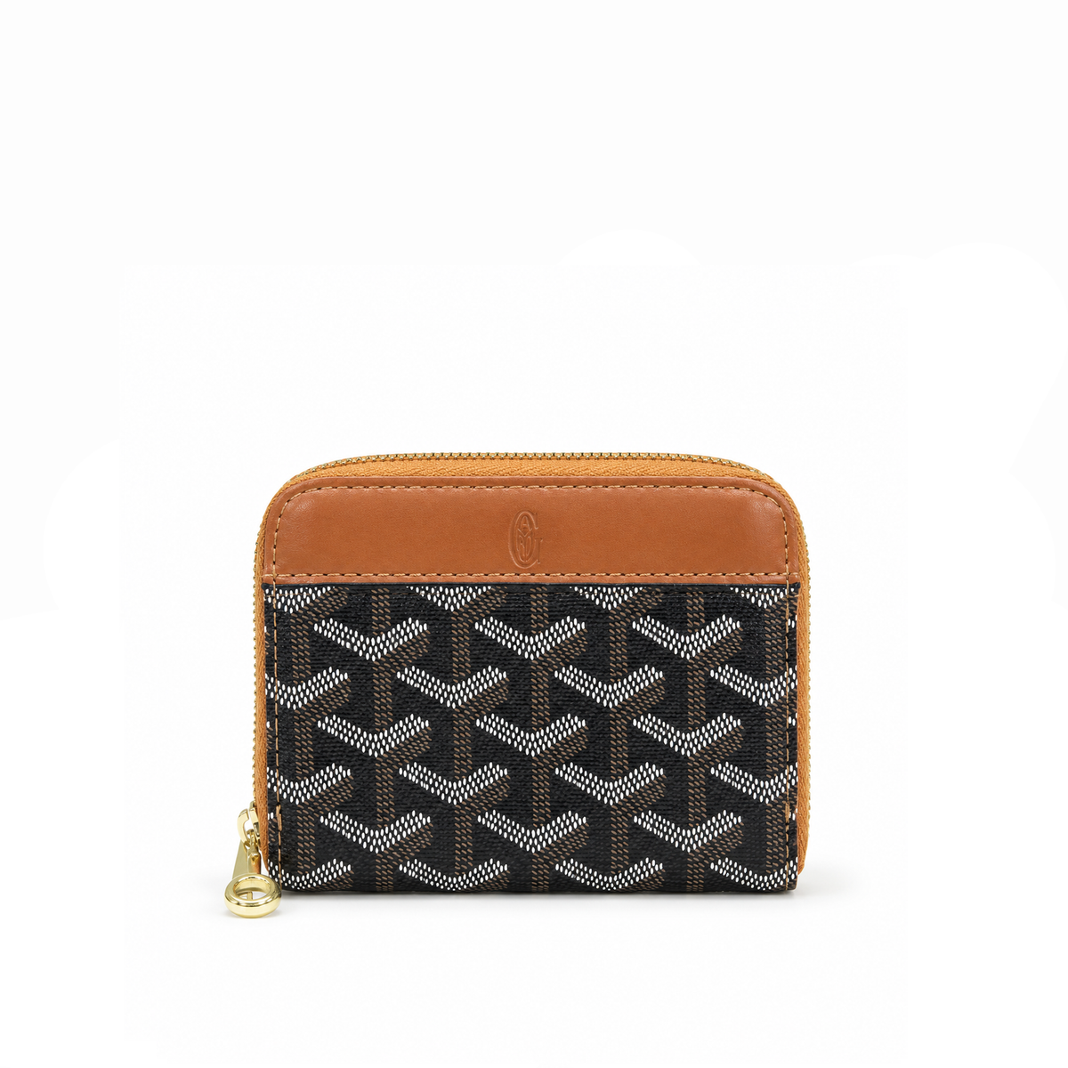 Billetera Compacta Zip Signature Monogram – Cognac Gold
