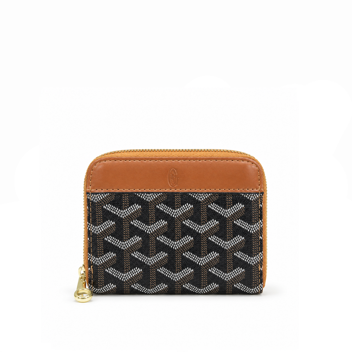 Billetera Compacta Zip Signature Monogram – Cognac Gold