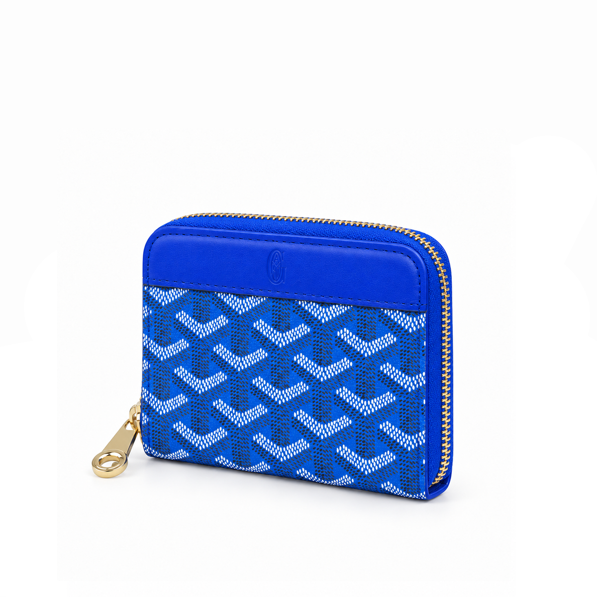 Billetera Compacta Zip Signature Monogram – Royal Blue Gold