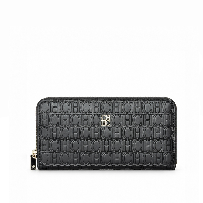 Billetera Larga Zip Around Embossed Monogram – Black
