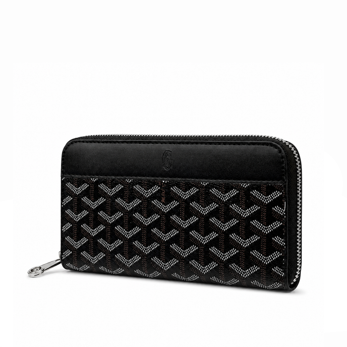 Billetera Zip Signature Monogram – Black Silver