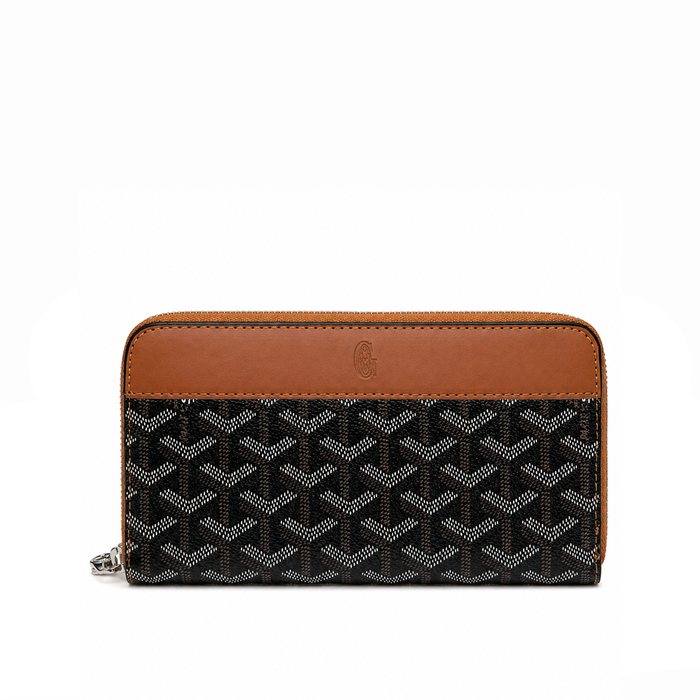 Billetera Zip Signature Monogram – Cognac Black