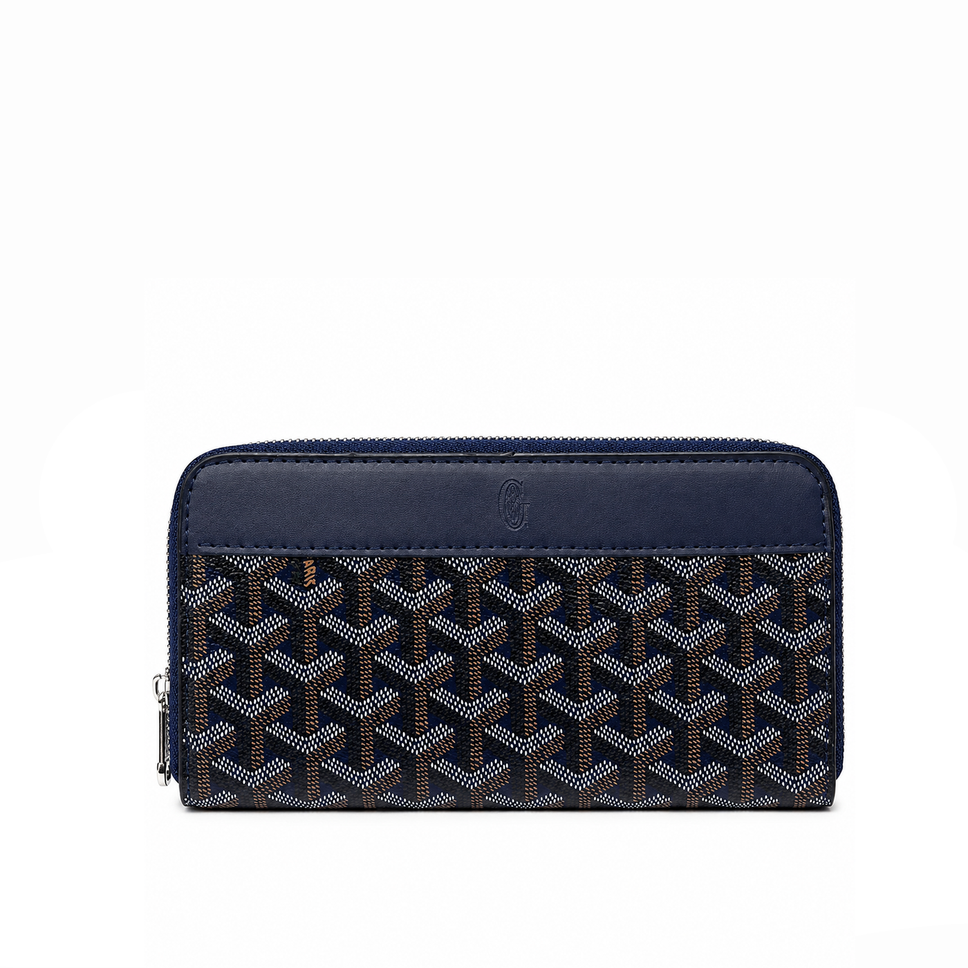 Billetera Zip Signature Monogram – Navy Brown