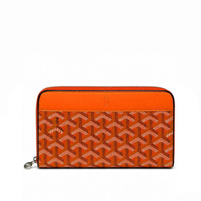 Billetera Zip Signature Monogram – Orange Silver