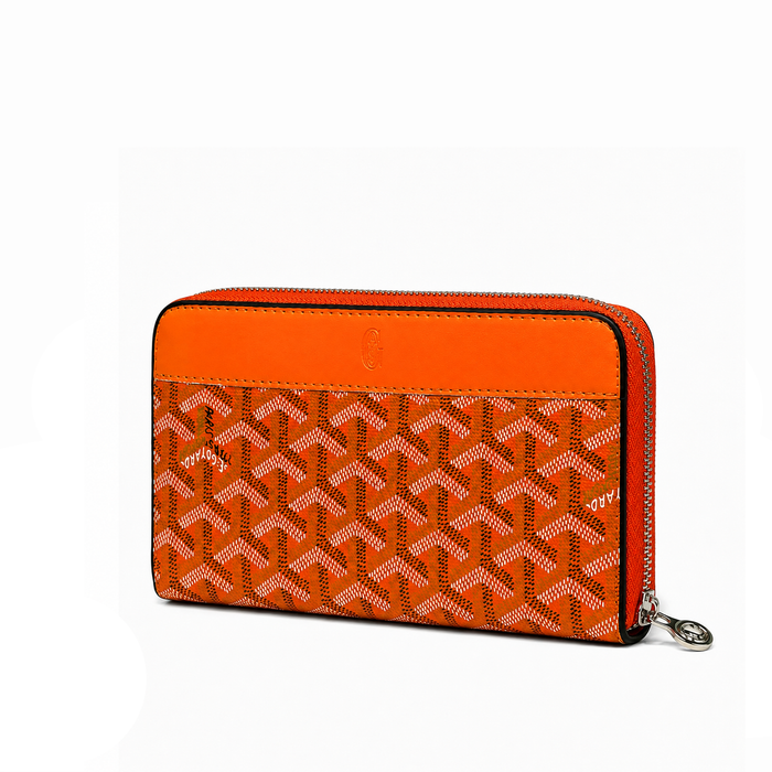 Billetera Zip Signature Monogram – Orange Silver
