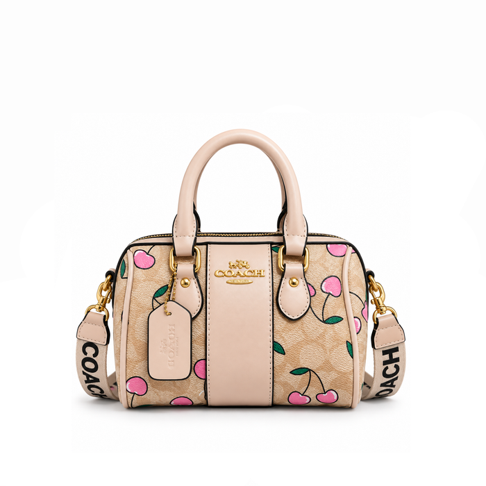 Bolso Rowan Satchel Bag in Signature Canvas with Cherry Print.
