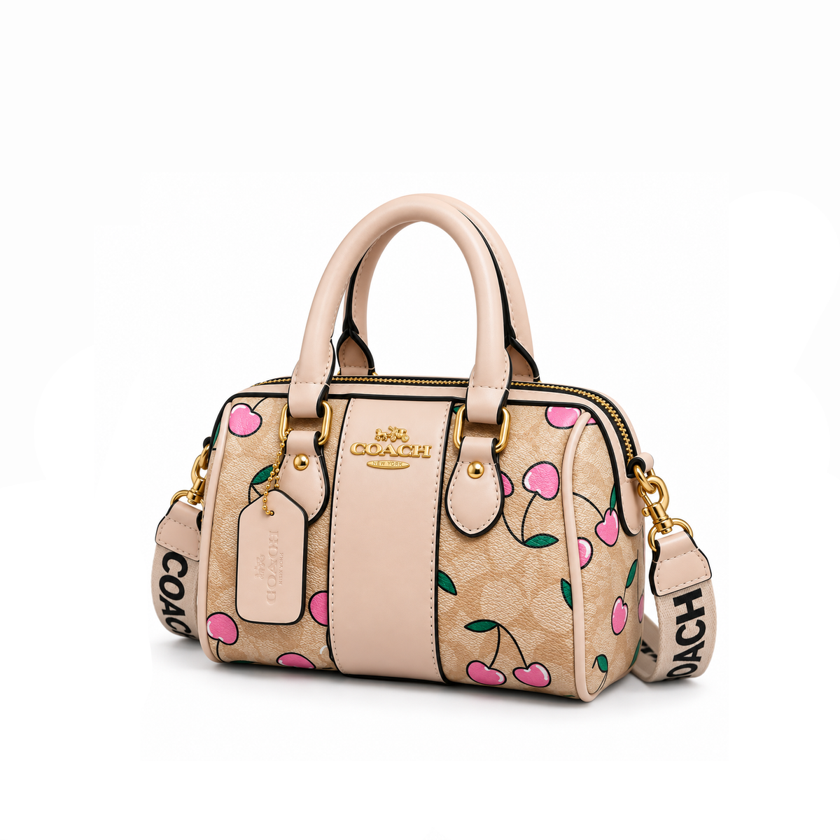 Bolso Rowan Satchel Bag in Signature Canvas with Cherry Print.