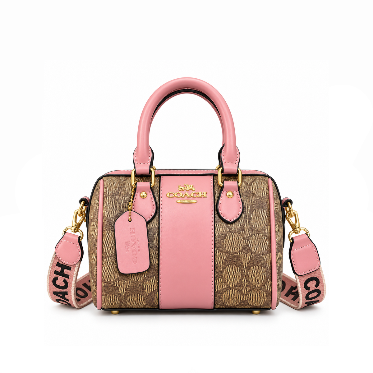 Bolso Rowan Satchel Signature Khaki Blush Pink