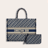Bolso Tote Signature Monogram – Navy Cream