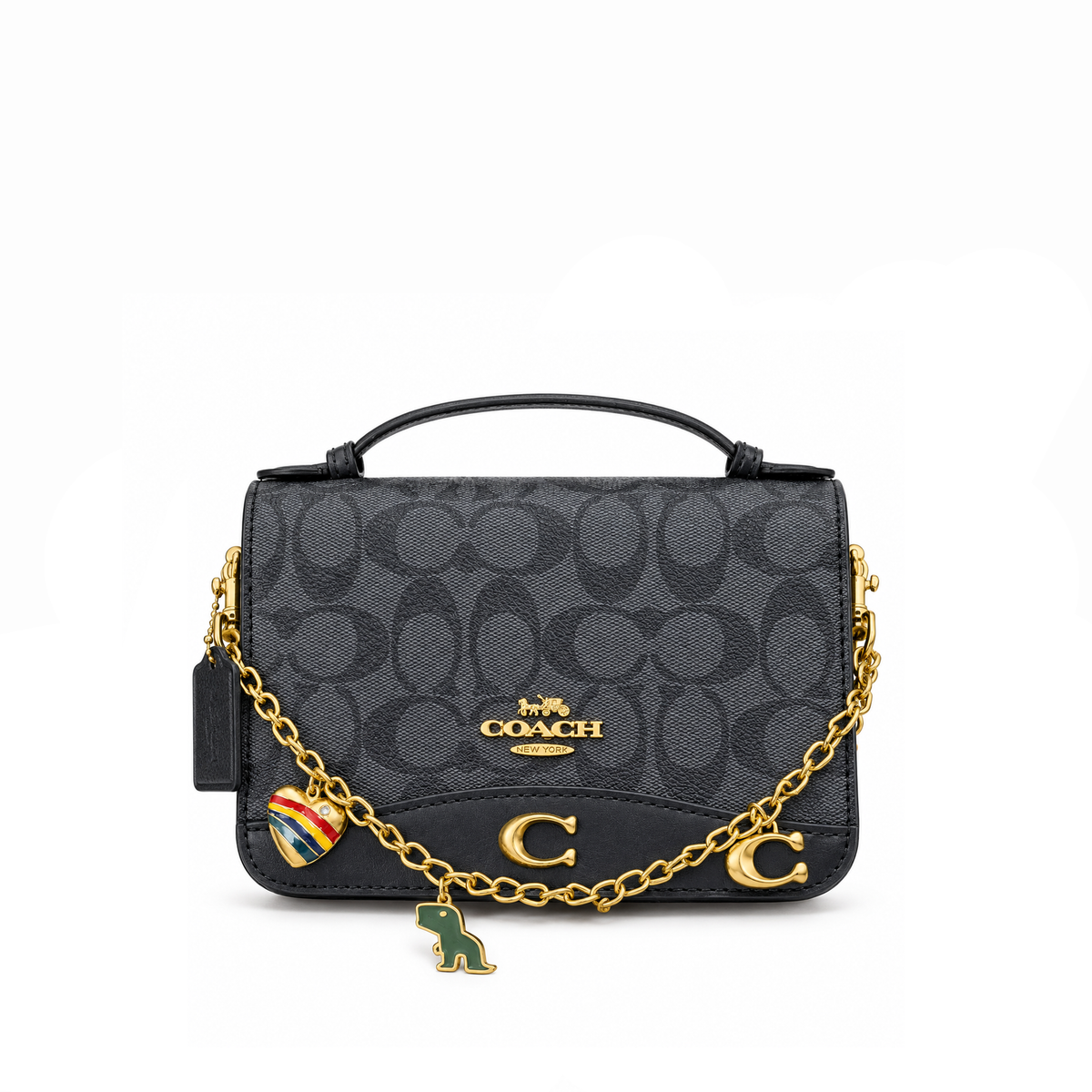 Bolso Crossbody Signature Chain Charm Charcoal Black