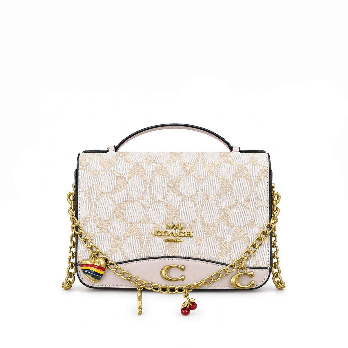 Bolso Crossbody Signature Chain Charm Ivory Blush