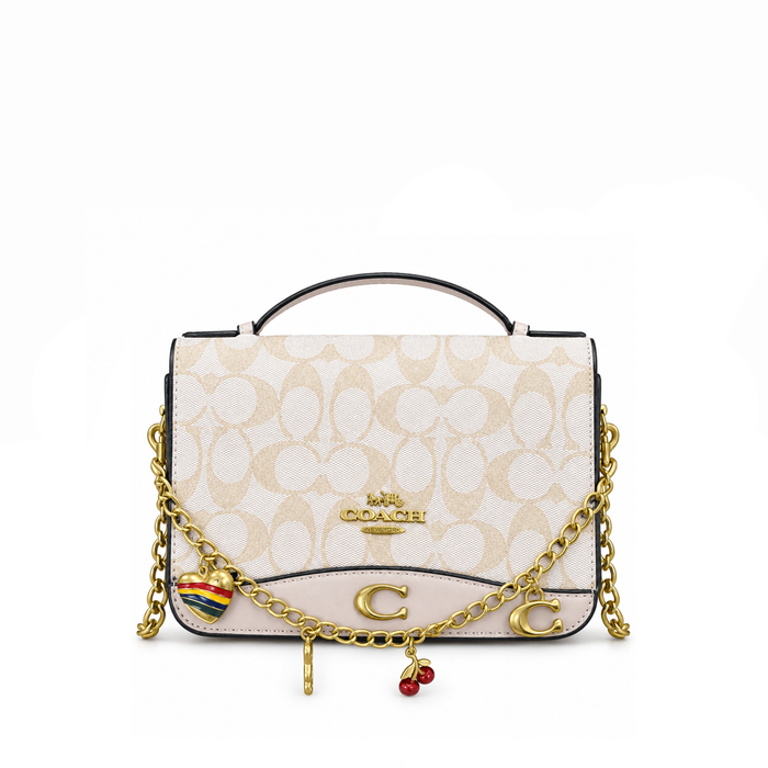 Bolso Crossbody Signature Chain Charm Ivory Blush