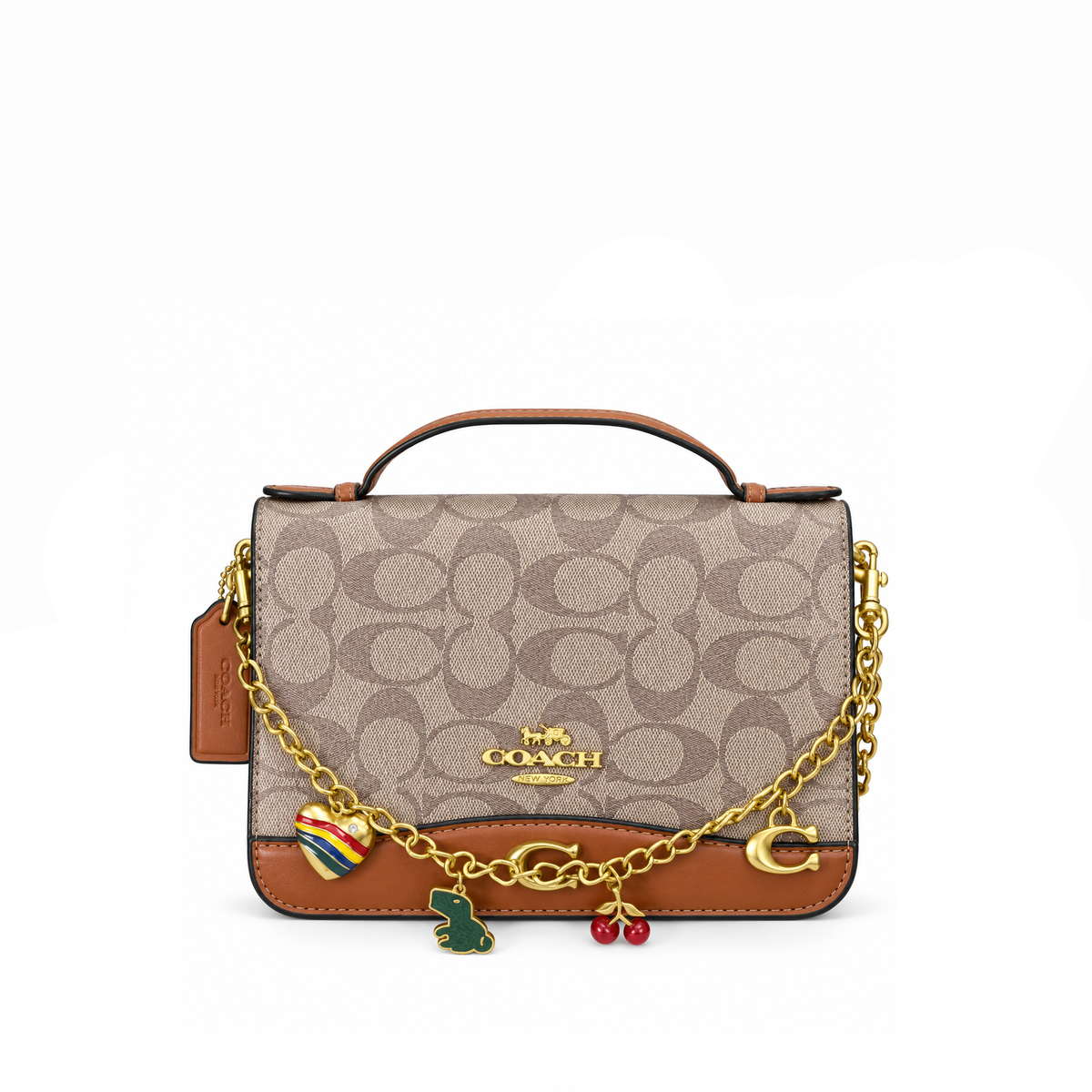 Bolso Crossbody Signature Chain Charm Khaki Cognac