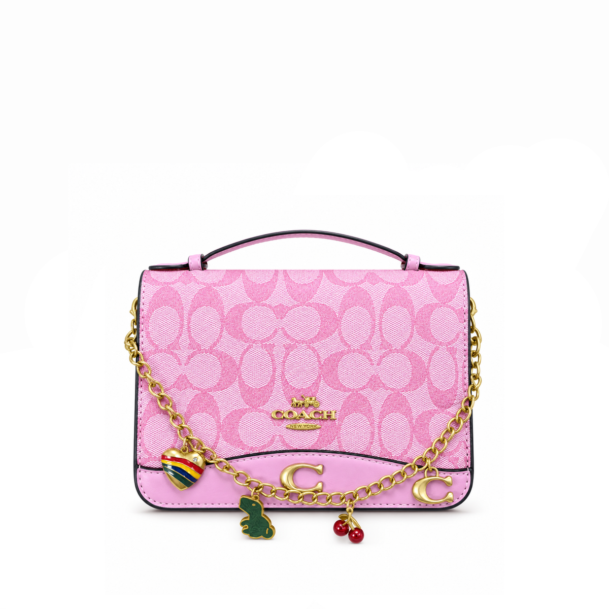 Bolso Crossbody Signature Chain Charm Pink Gold