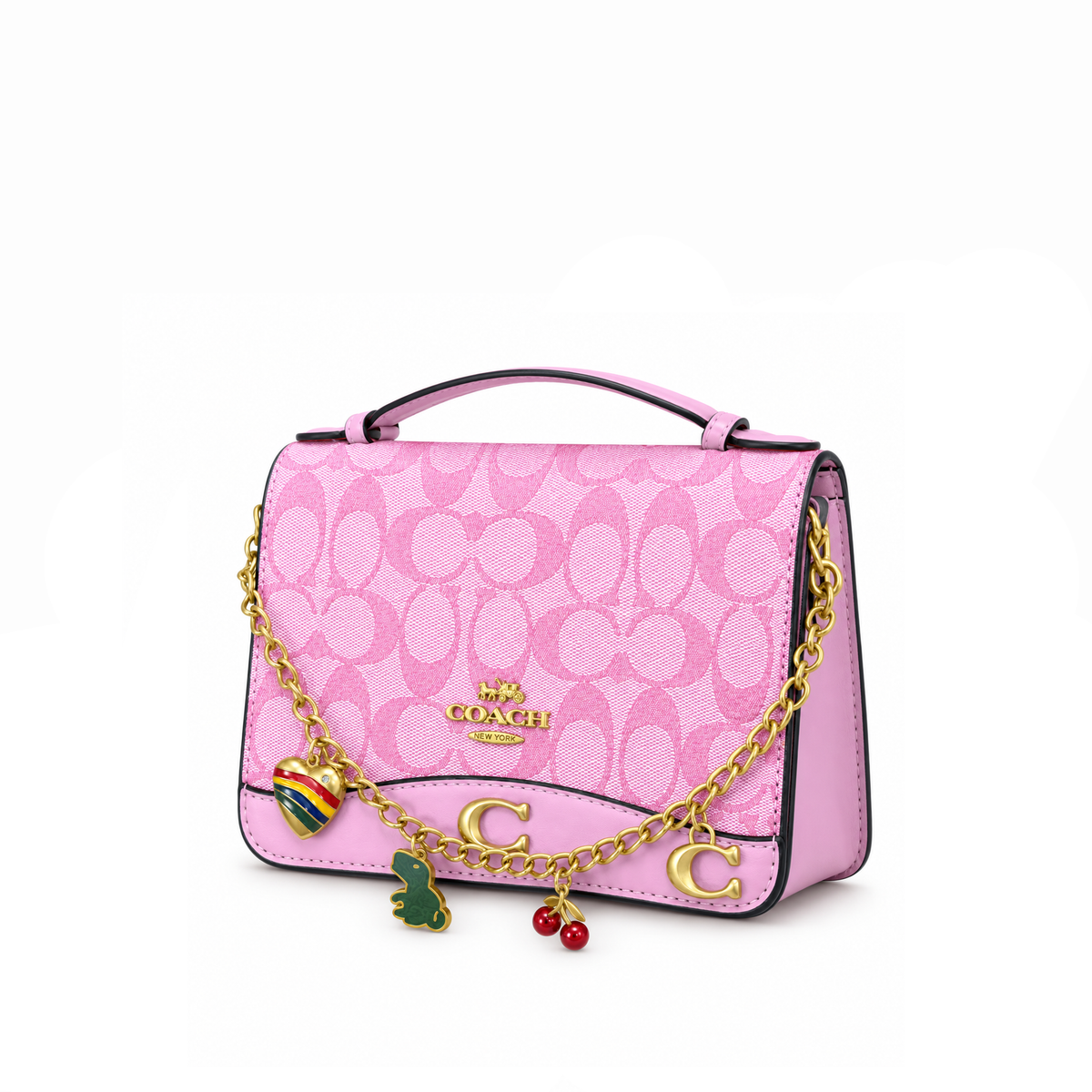 Bolso Crossbody Signature Chain Charm Pink Gold