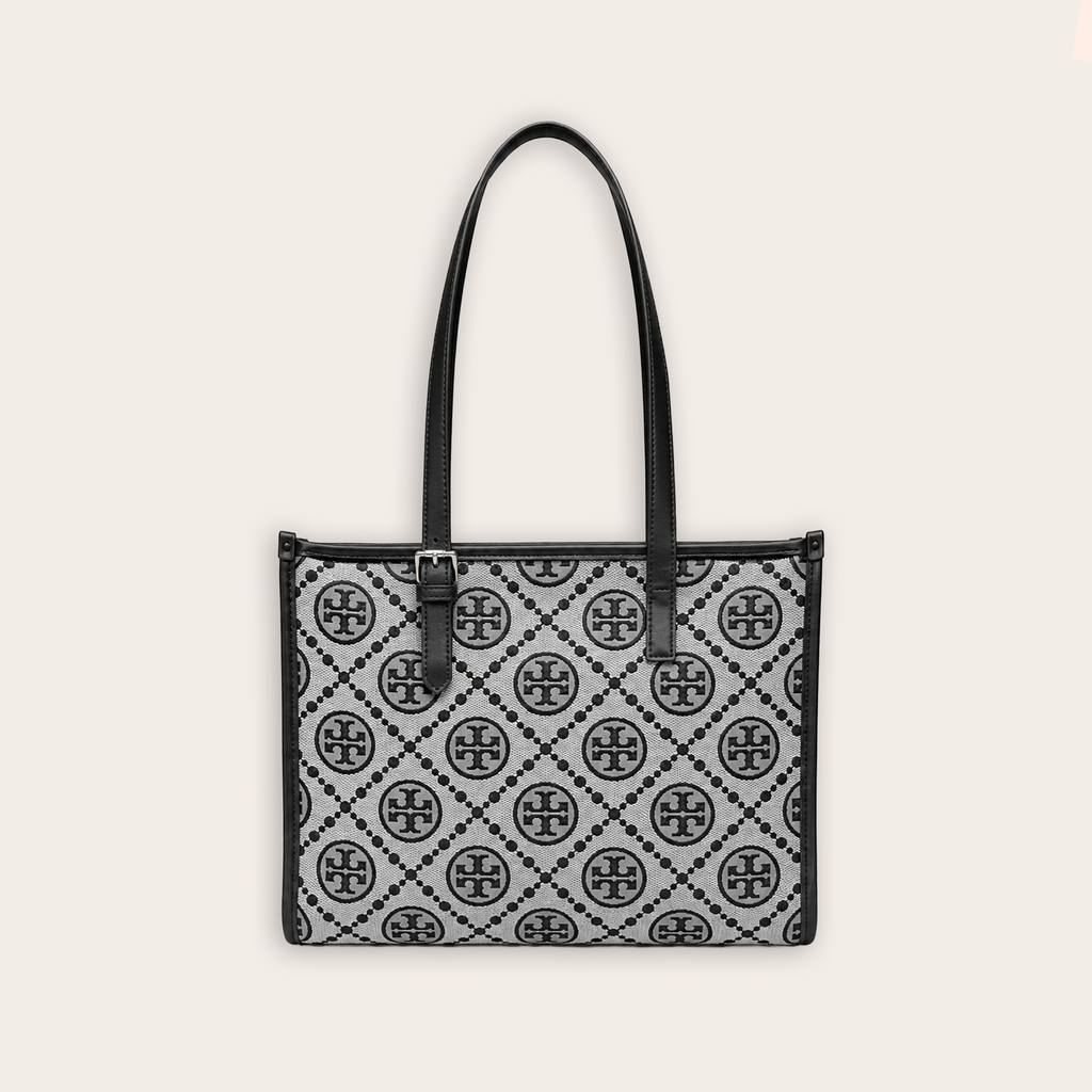 Bolso Tory Burch T Monogram — Jacquard Contrast Noir Ivoire