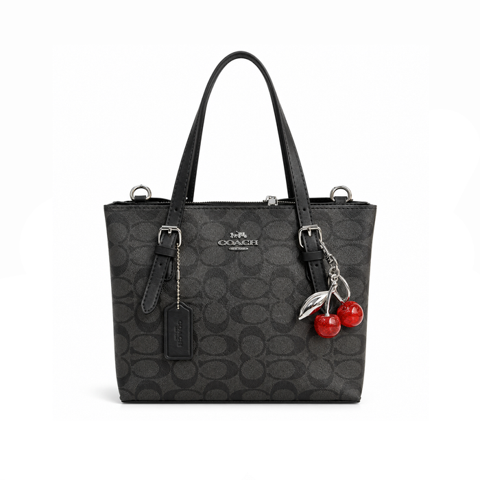 Bolso Tote Signature Cherry Charm Charcoal Black