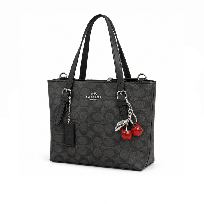 Bolso Tote Signature Cherry Charm Charcoal Black