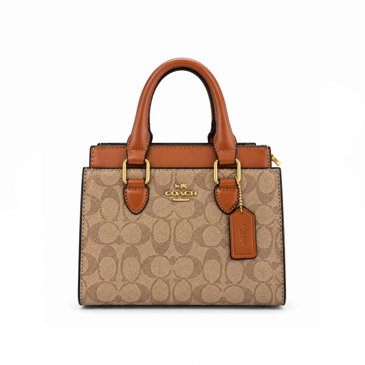 Bolso Tote Structured Signature Khaki Cognac