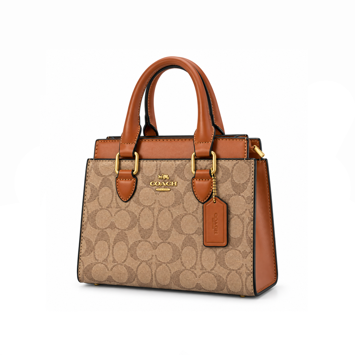 Bolso Tote Structured Signature Khaki Cognac