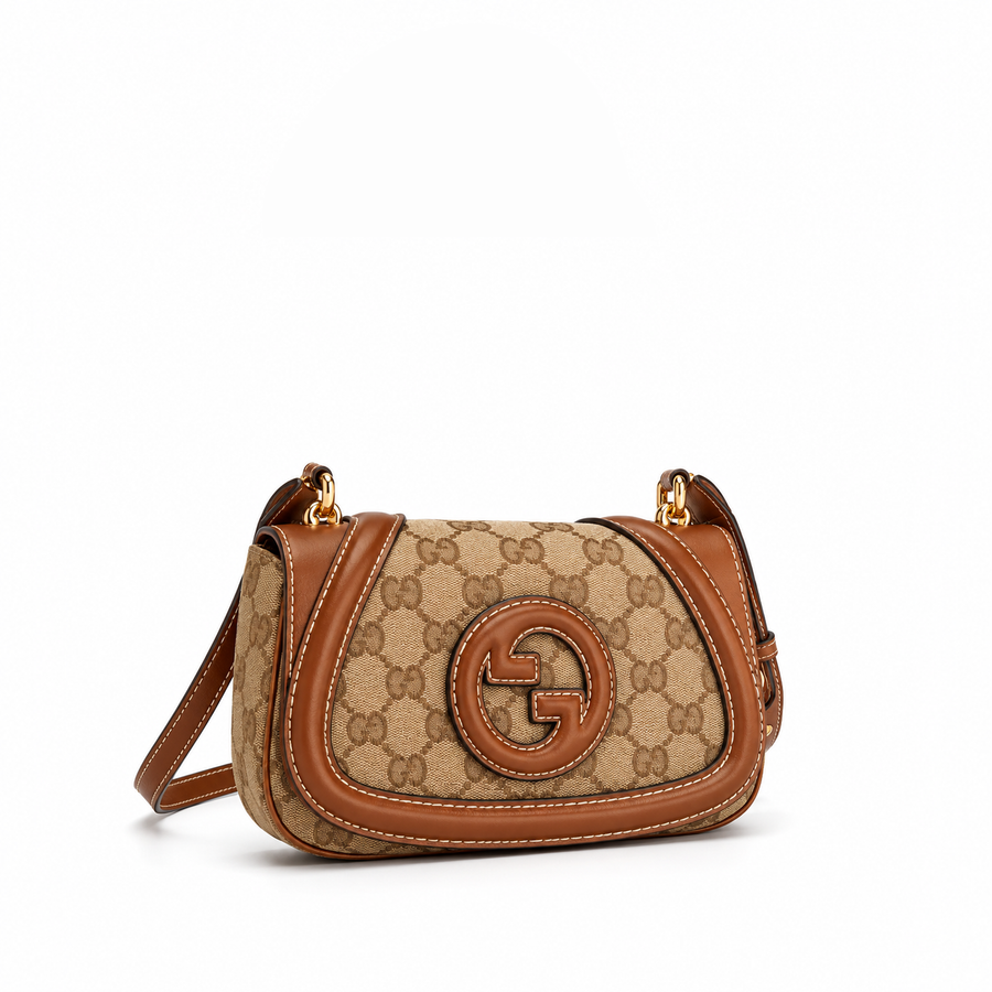 Bolso Crossbody Monogram Emblem – Beige Cognac