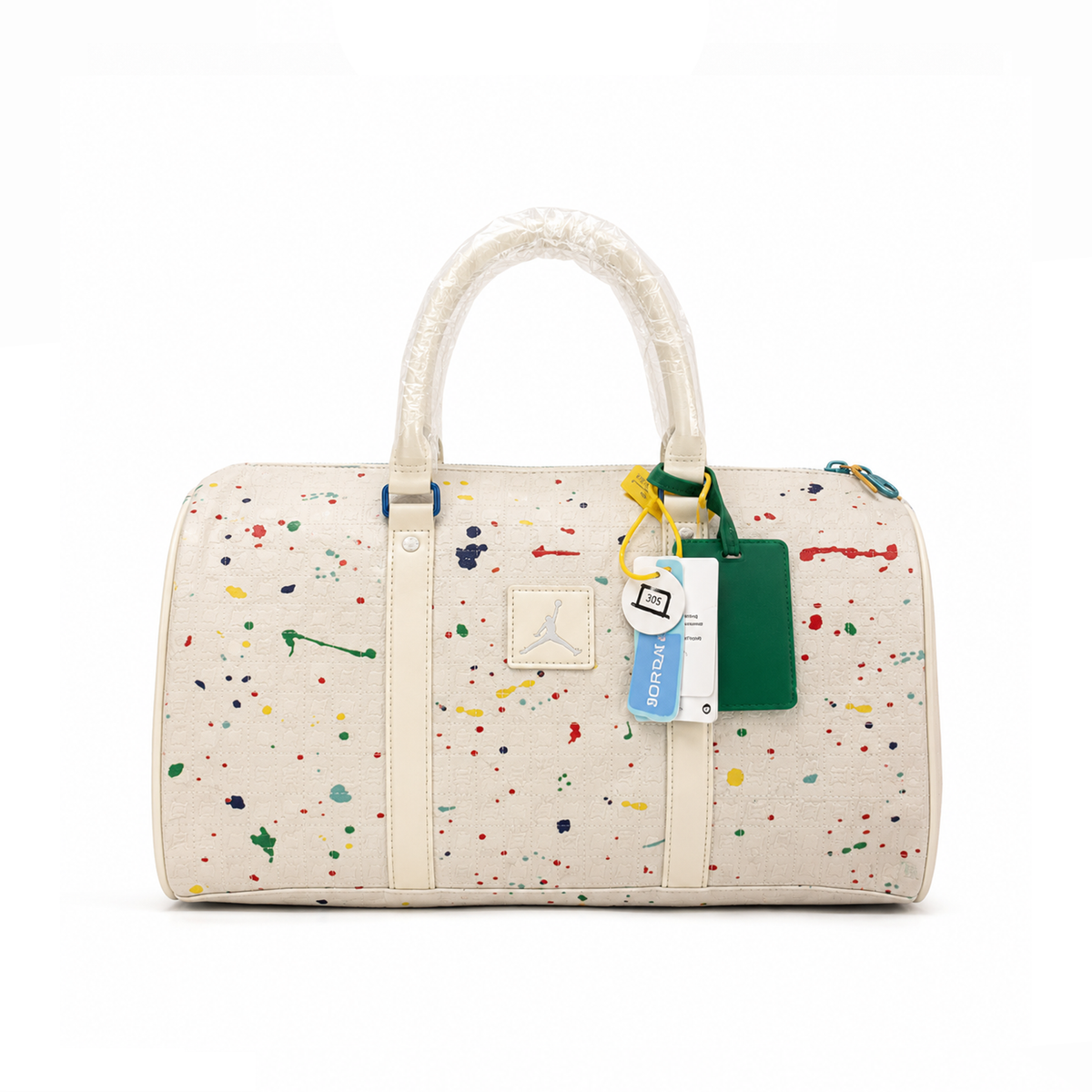 Bolso Duffle Paint Splatter Patch – Cream Multicolor