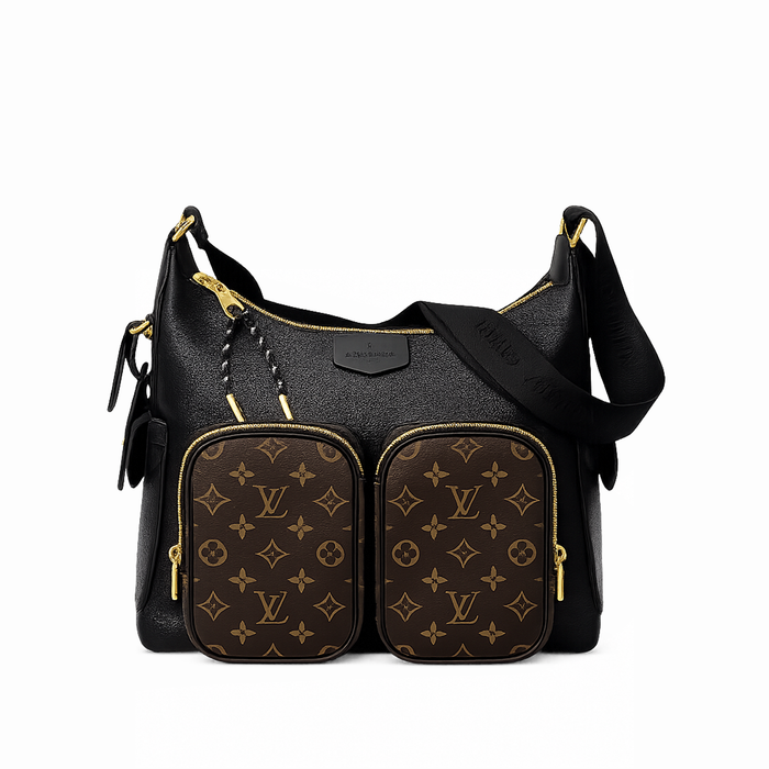 Bolso Shoulder Utility Monogram Pocket – Black Brown Gold