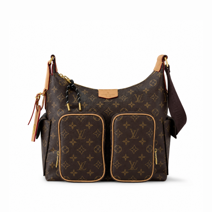 Bolso Shoulder Utility Monogram Pocket – Brown Tan Gold