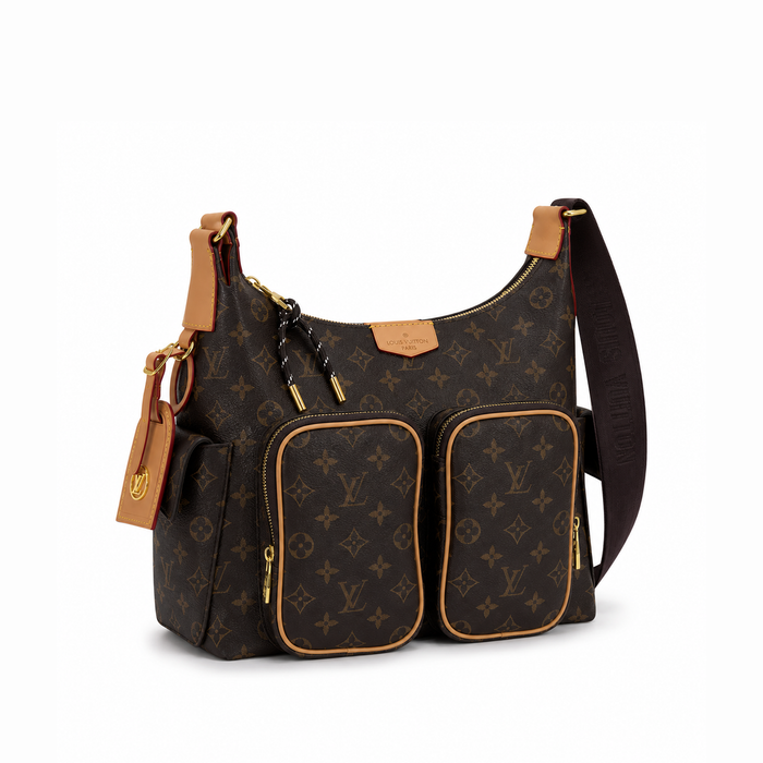 Bolso Shoulder Utility Monogram Pocket – Brown Tan Gold
