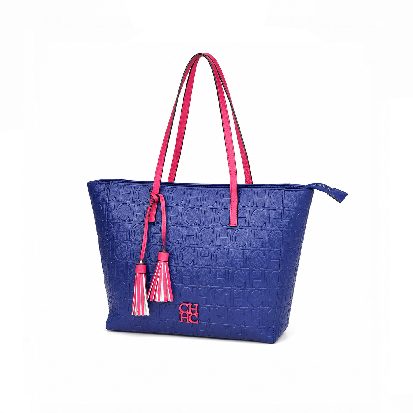 Bolso Tote Embossed Monogram Tassel – Royal Blue Pink