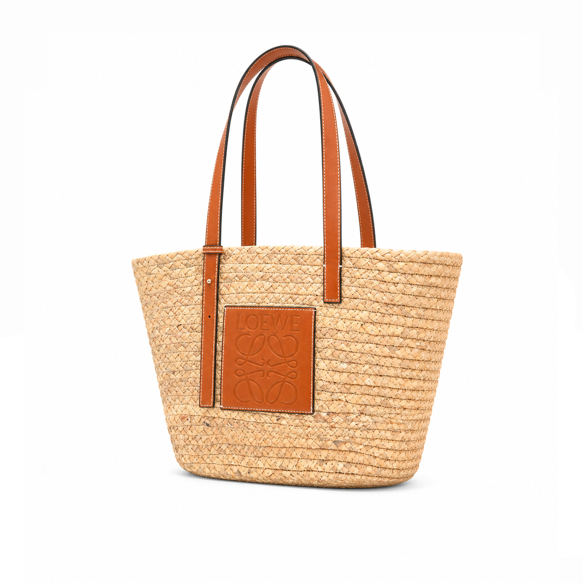 Bolso Tote Woven Straw Patch – Natural Cognac