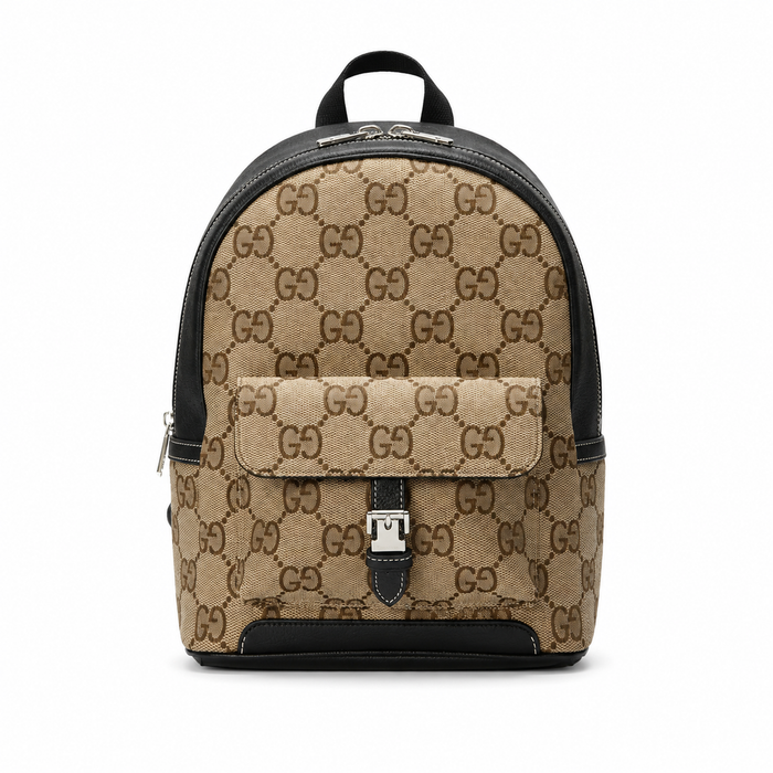 Canvas Backpack – Beige & Black Edition