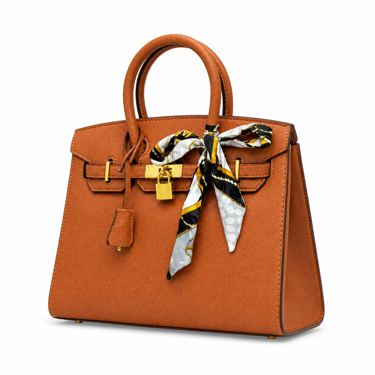 Bolso Birkin Style Camel con Pañuelo
